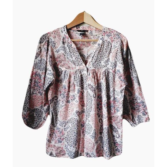 H&M Floral Button Peasant Cottagecore Boho Prairie Peasant Top Women’s 4/Small - Picture 1 of 3